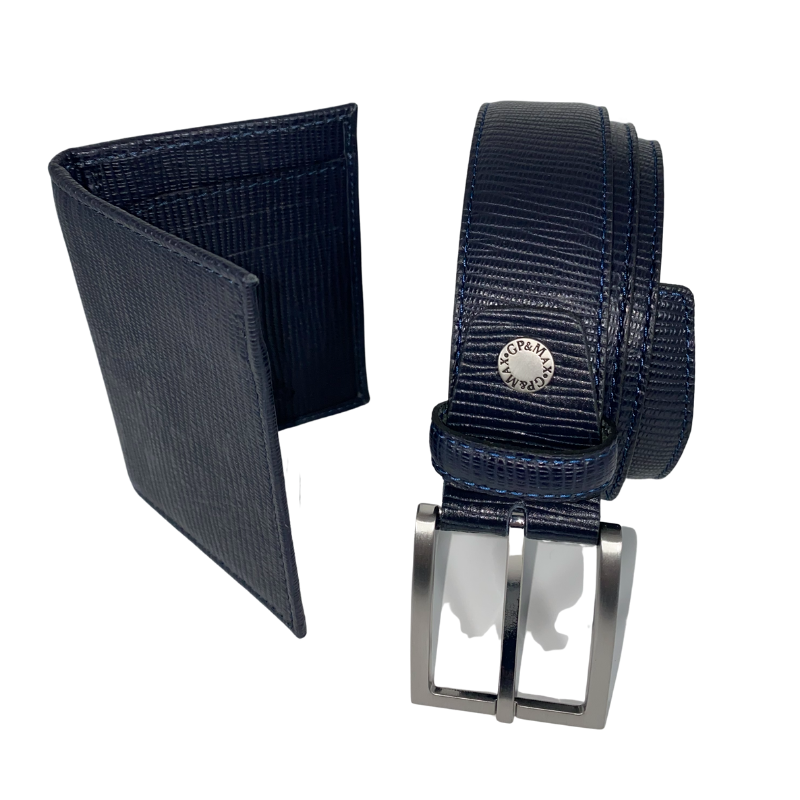 Completo Cintura e Portafoglio 100% Pelle Made In Italy Tascone Verticale