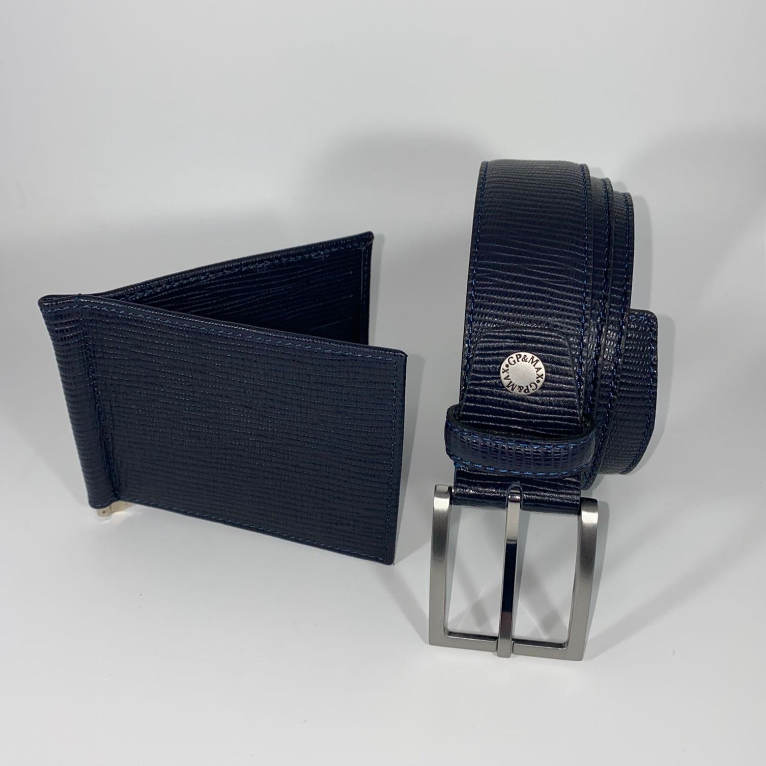 Completo Cintura e Portafoglio 100% Pelle Made In Italy Fermacarte